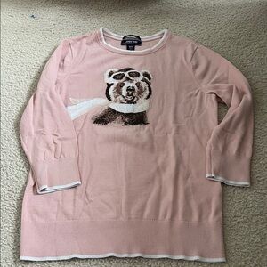 Lands' End Pink Sweater with Bear Design